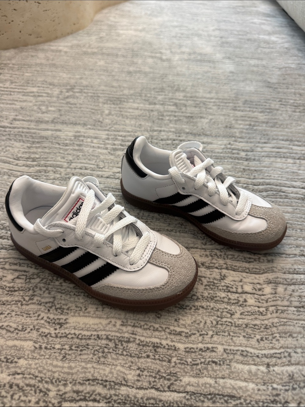 adidas Kids Samba Classic Sneakers - White & Black with Gum Sole